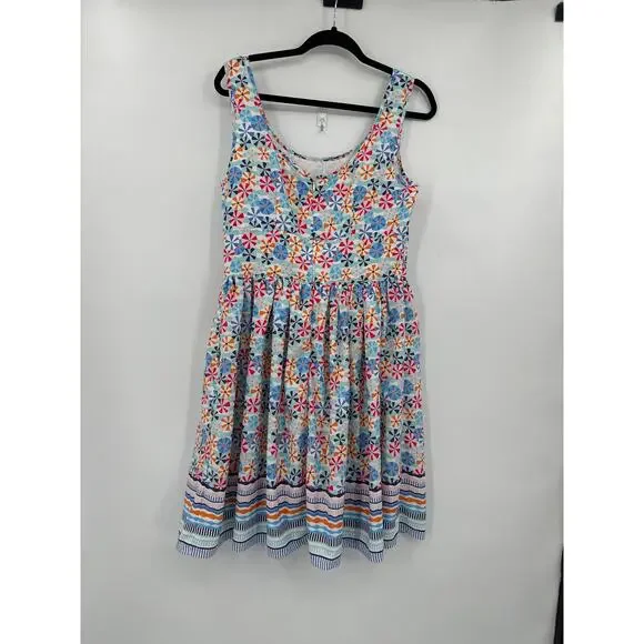 eShakti sleeveless Summer print mini dress Size 12/ Large - Picture 3 of 7